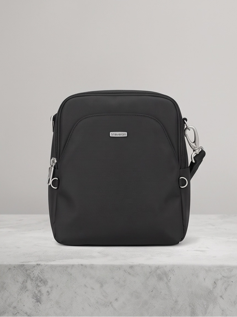 Travelon Black Vertical Crossbody Messenger Bag
